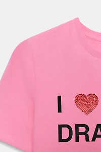 RHINESTONE TEXT T-SHIRT
