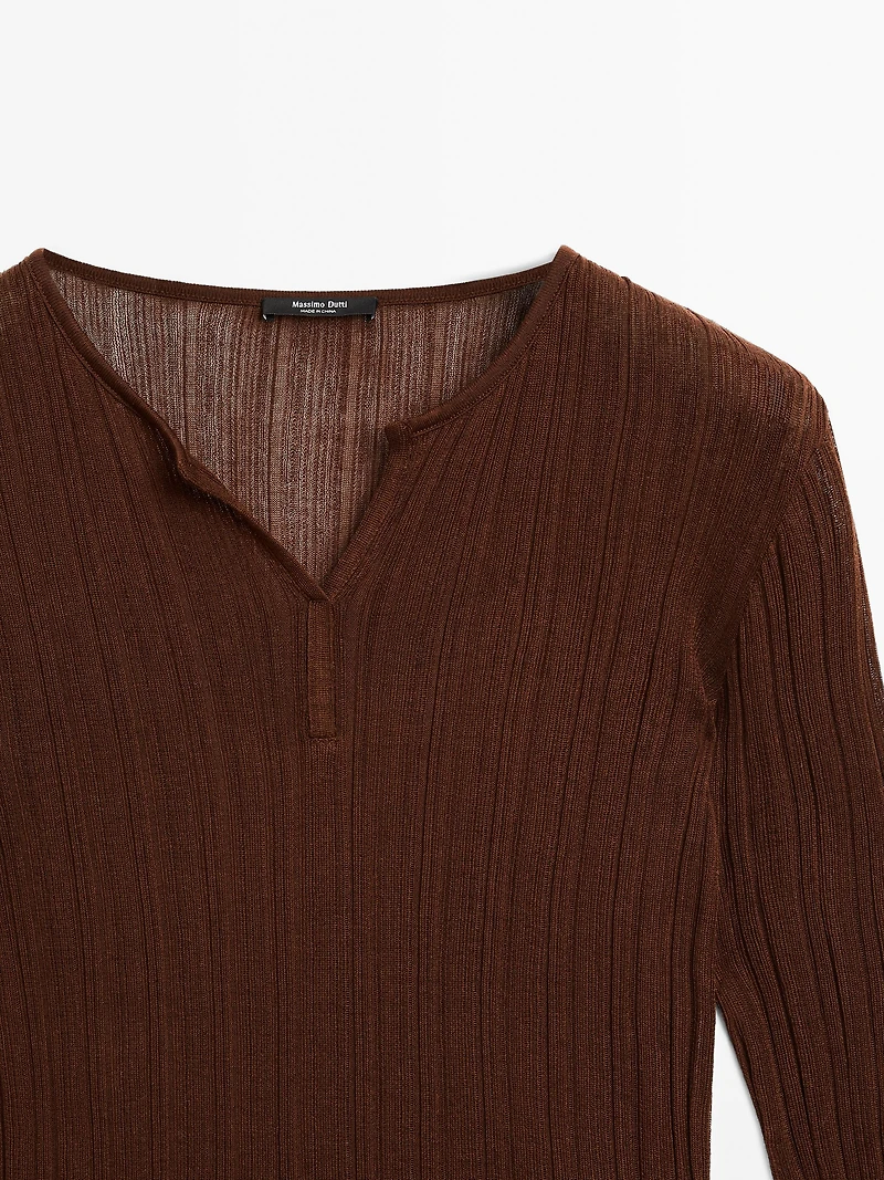 Long sleeve ribbed T-shirt