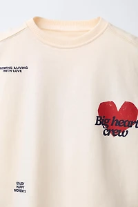 HEART AND TEXT PRINTED T-SHIRT