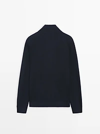 Cotton zip-up knit cardigan