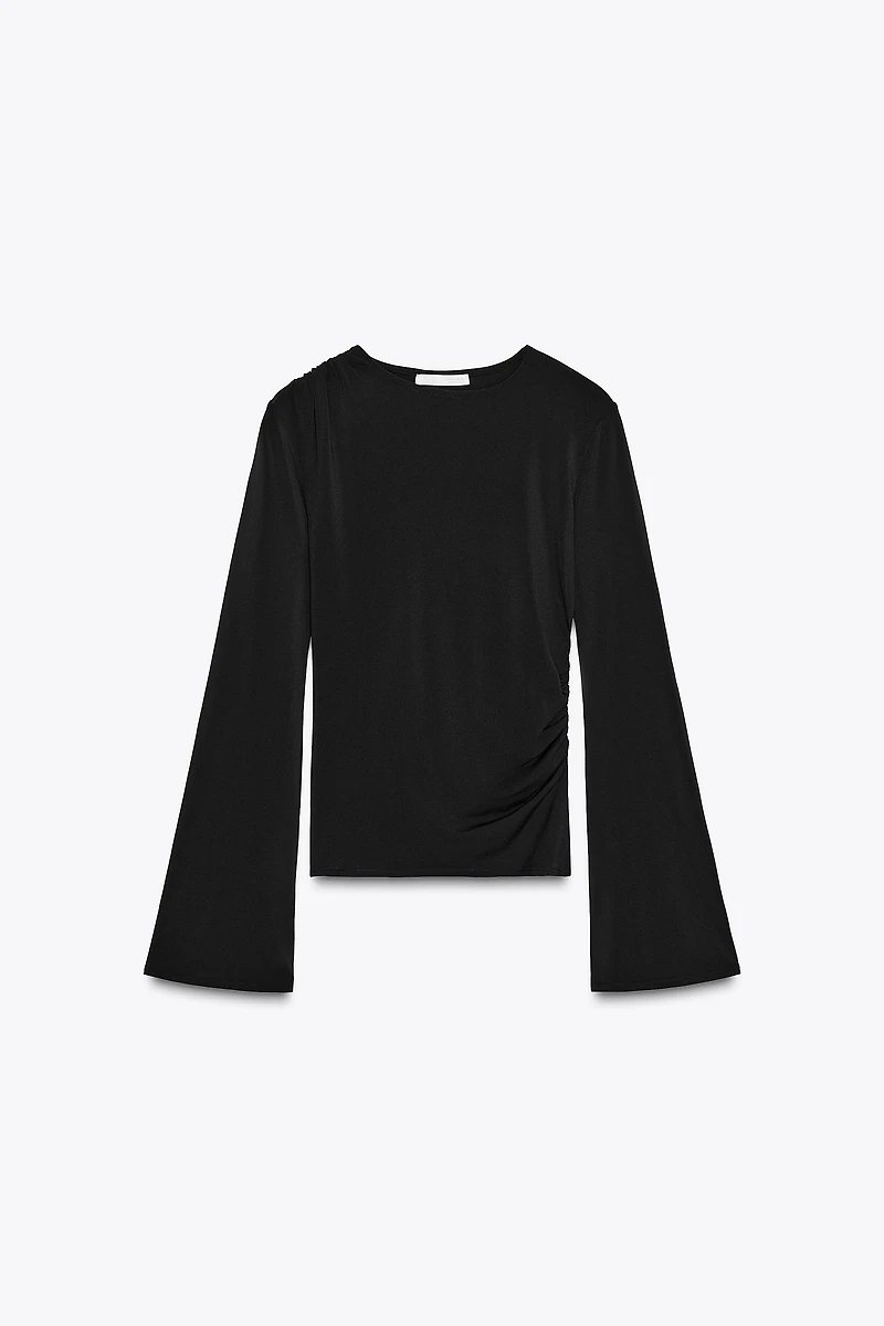 LONG SLEEVE RUCHED T-SHIRT