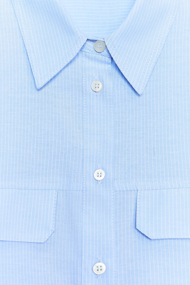 SHORT SHIRT WITH STRIPED FLAPS