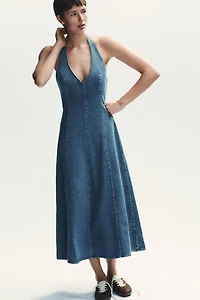 TRF HALTER DENIM DRESS