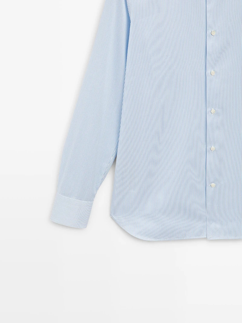 Slim fit striped 100% cotton shirt