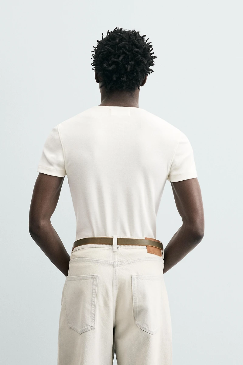 RIB KNIT HENLEY SHIRT