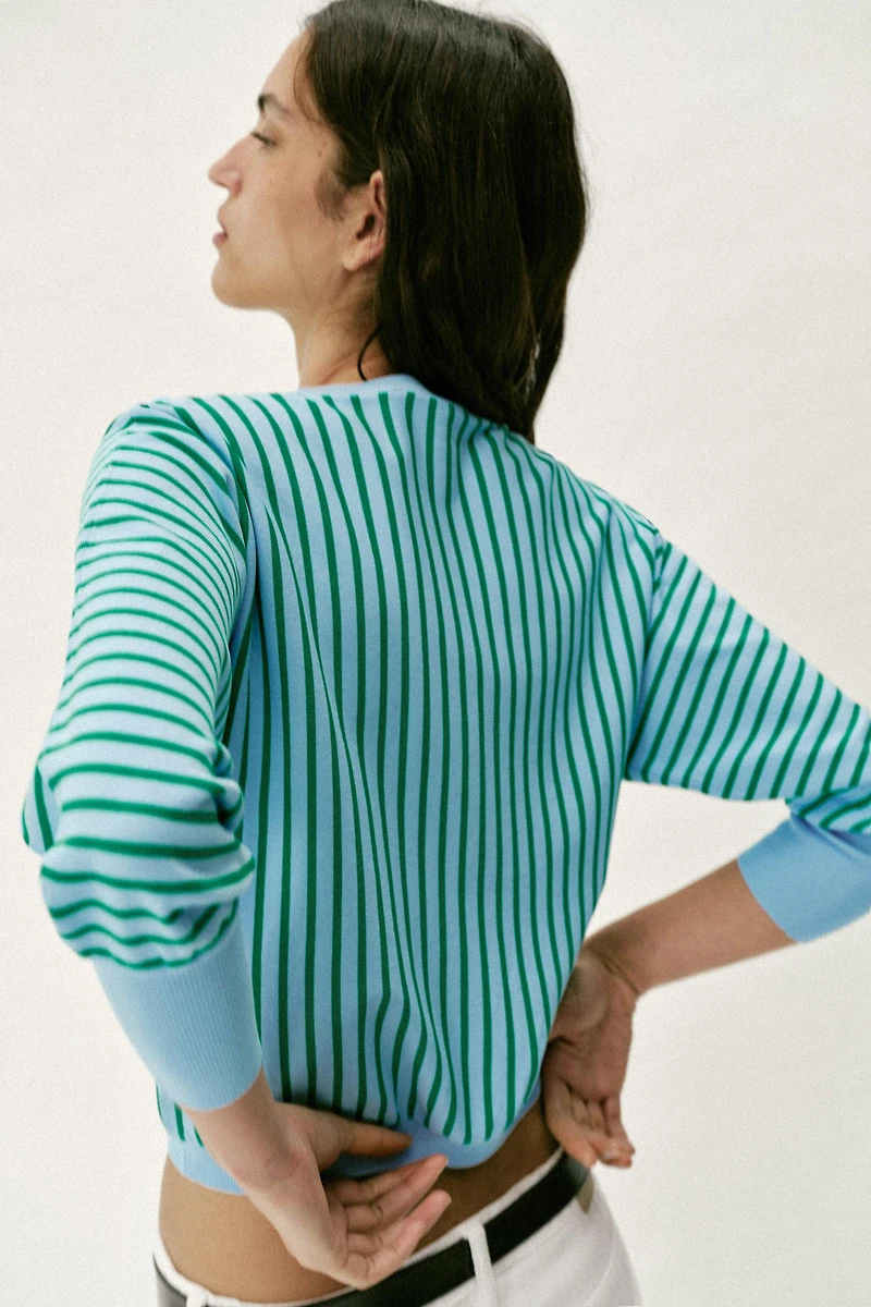 STRIPED KNIT SWEATSHIRT