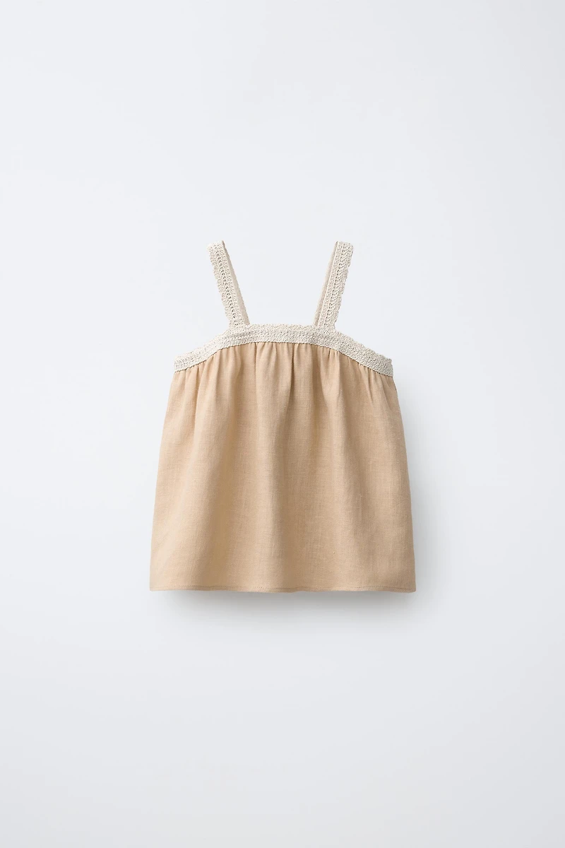 TOP EN CROCHET 100 % LIN