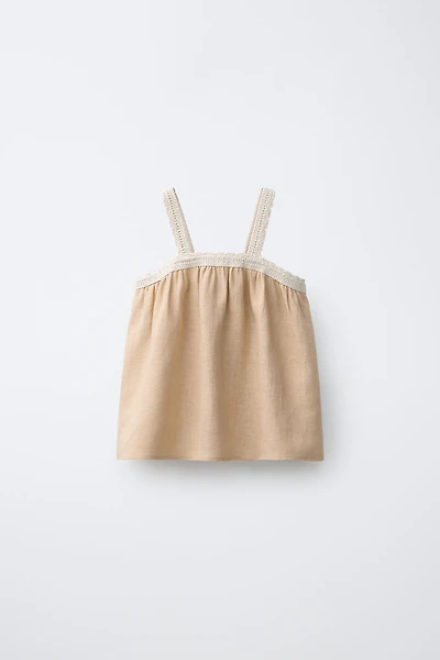 TOP EN CROCHET 100 % LIN