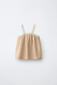TOP EN CROCHET 100 % LIN