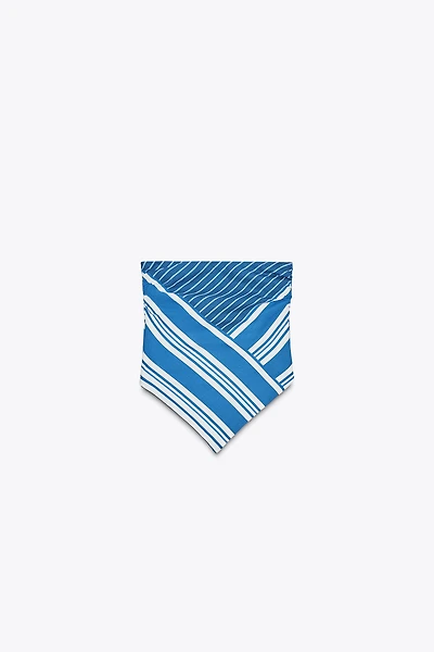 STRIPED LINEN BANDEAU TOP