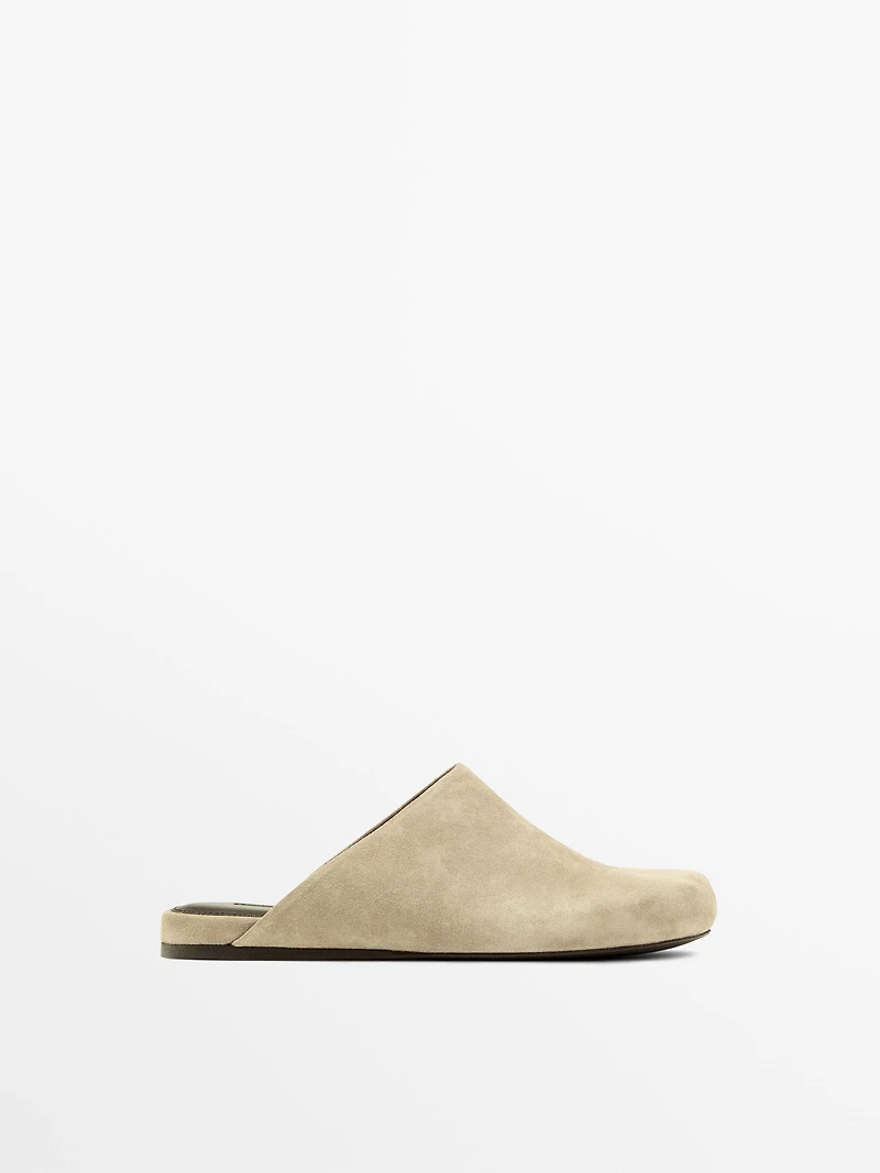 Split suede clogs
