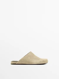 Split suede clogs