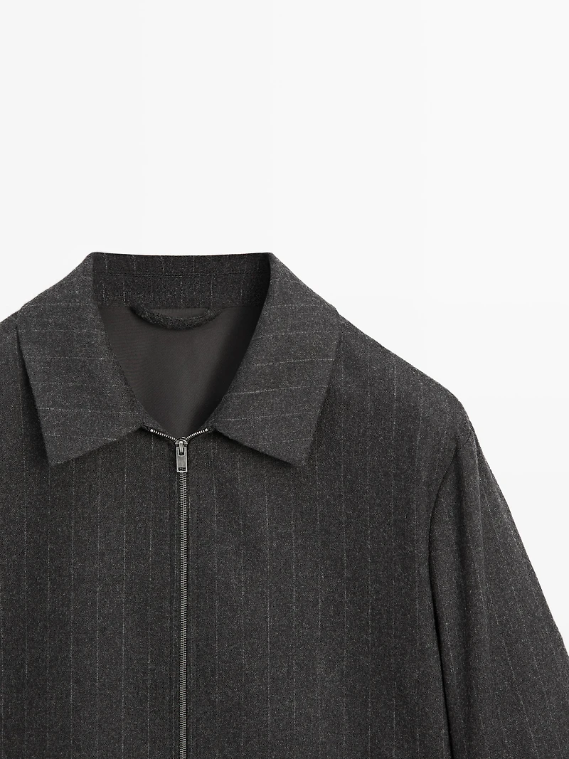 Striped wool blend jacket