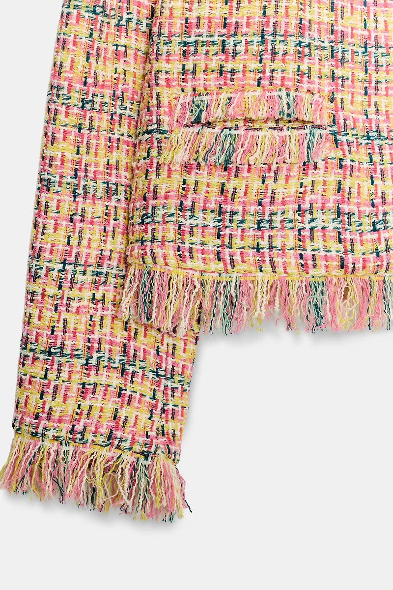TEXTURED FRINGE BLAZER