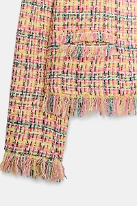 TEXTURED FRINGE BLAZER
