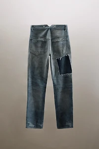 TRF LOW-RISE RIPPED PATCH JEANS