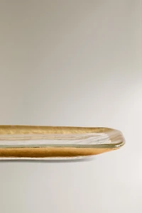 GLASS SERVING DISH WITH A GOLDEN RIM