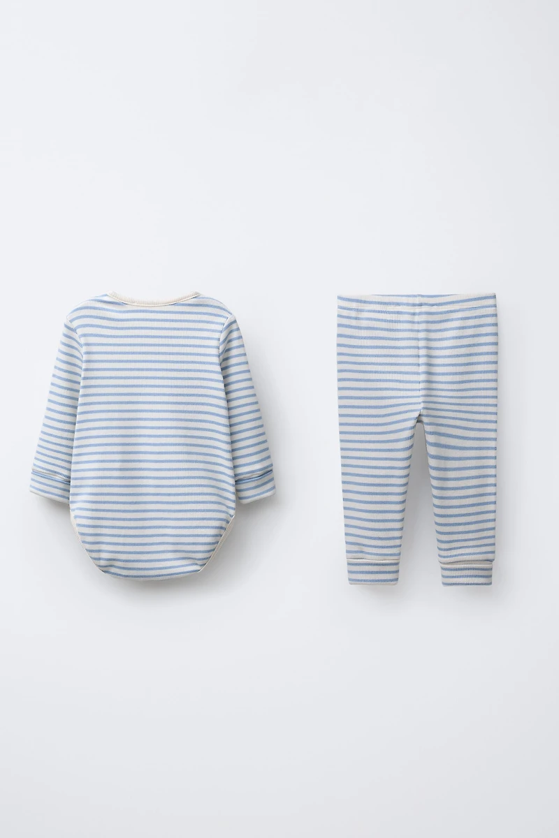 ENSEMBLE BODY ET LEGGING À RAYURES