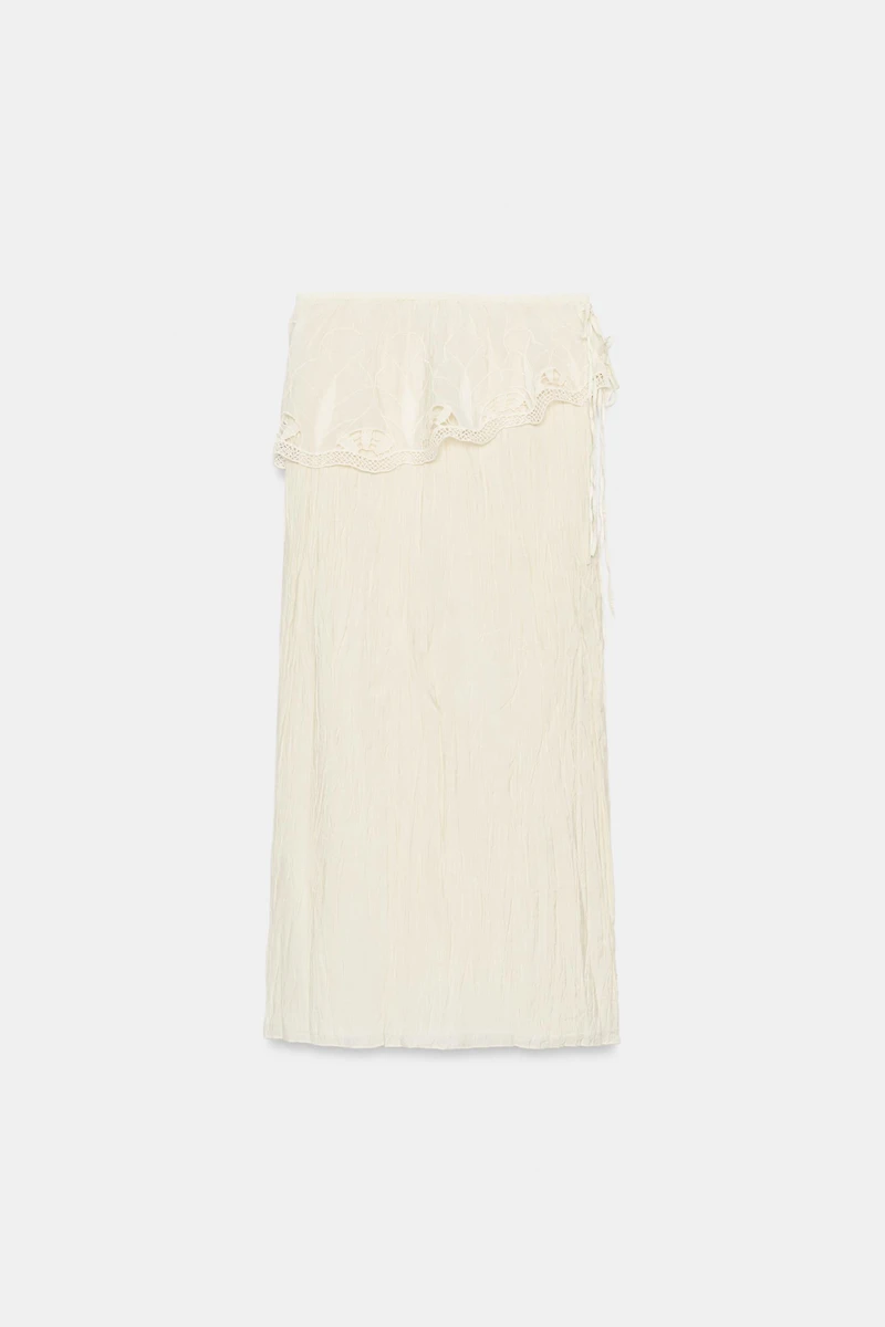 ZW COLLECTION EMBROIDERED SASH MIDI SKIRT