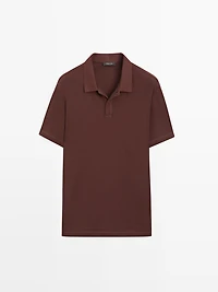 Cotton blend short sleeve polo shirt