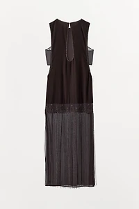 COMBINED VELVET BEADED FRINGE DRESS