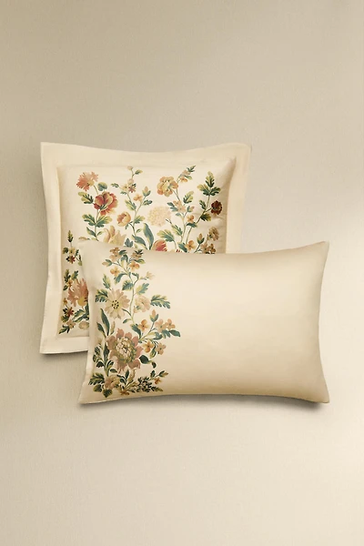 TAIE D’OREILLER SATIN IMPRIMÉ FLEURS