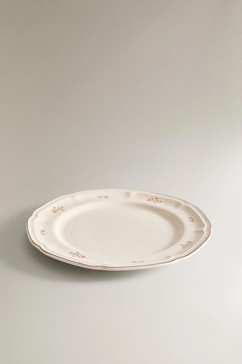 PORCELAIN DINNER PLATE WITH FLORAL PRINT