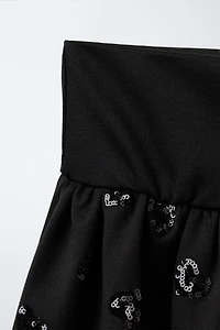 BALLOON SKIRT WITH HEART BEADS