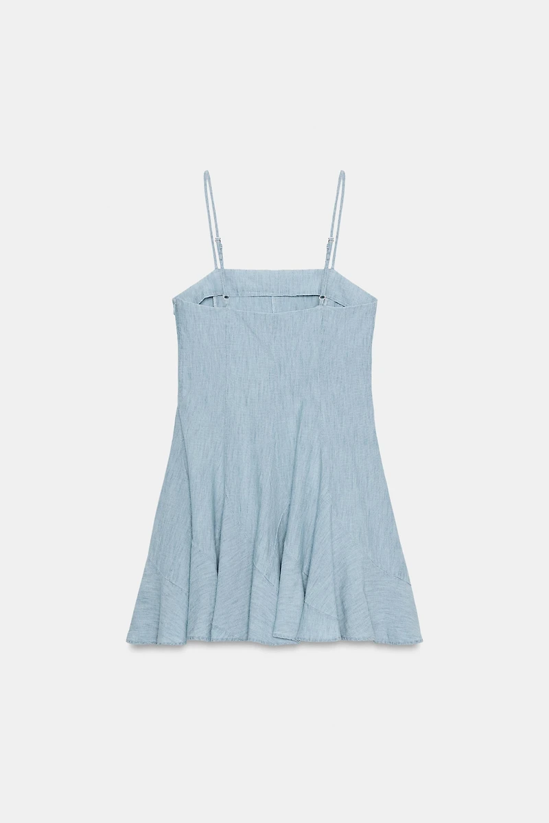 TRF DENIM GORED MINI DRESS
