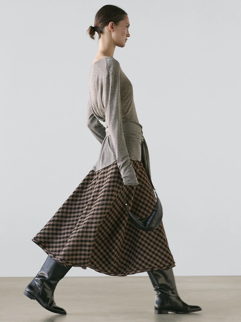 Jupe évasée à carreaux