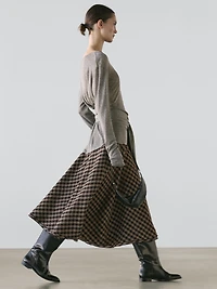 Jupe évasée à carreaux