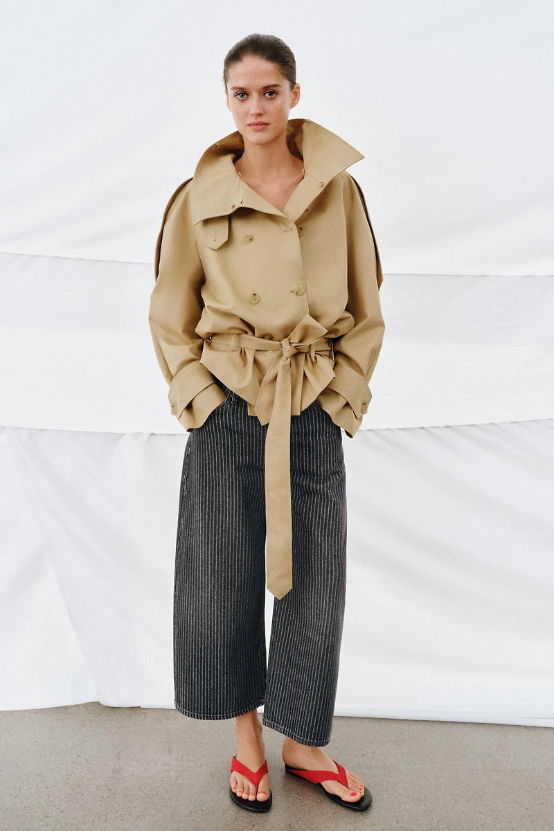ZW COLLECTION MID-RISE STRIPED CULOTTE JEANS