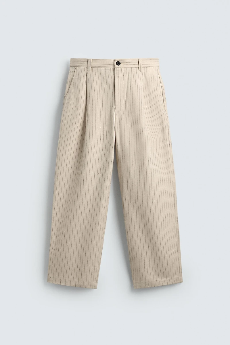 RELAXED FIT PINSTRIPE CHINO PANTS