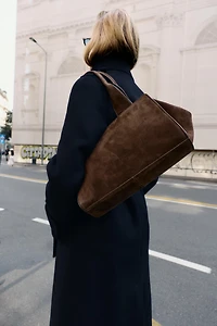 DOUBLE STRAP SPLIT LEATHER BAG