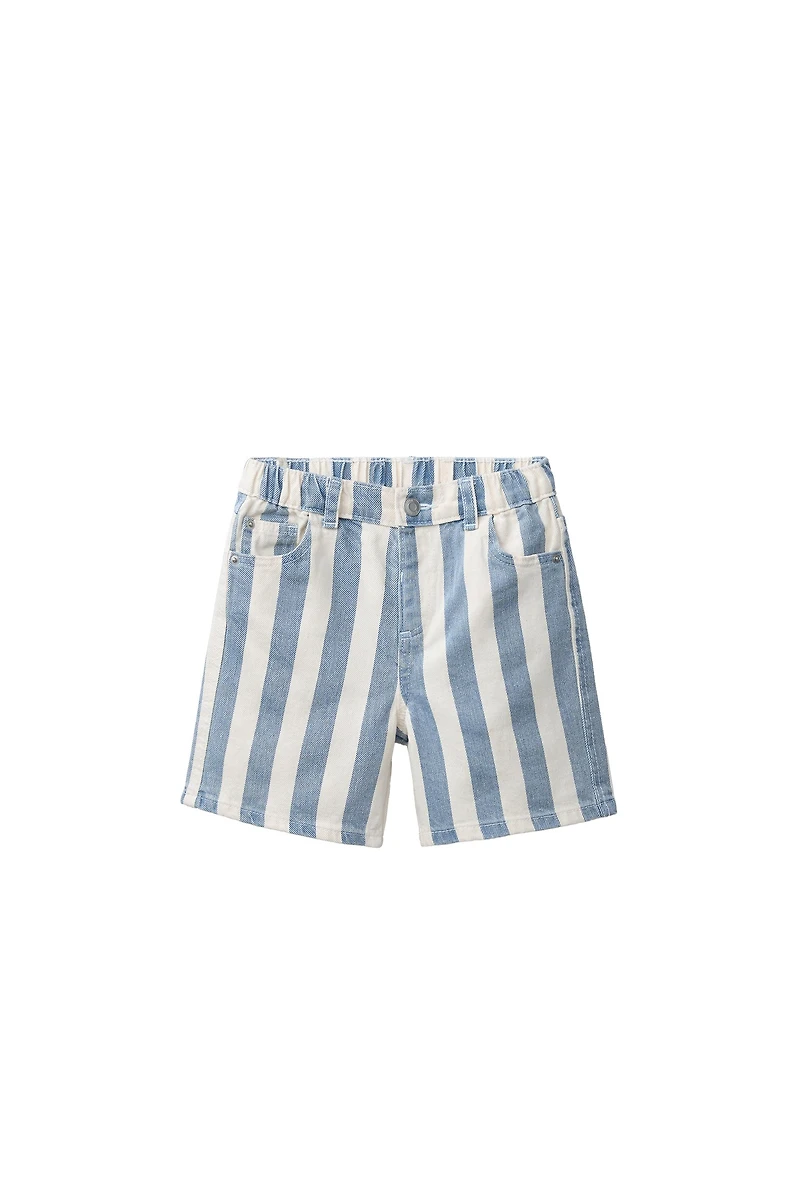STRIPED BAGGY DENIM SHORTS