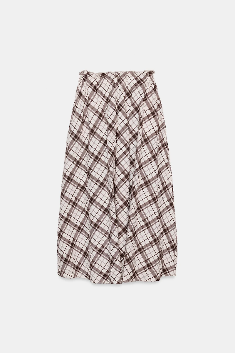 PLAID MIDI SKIRT