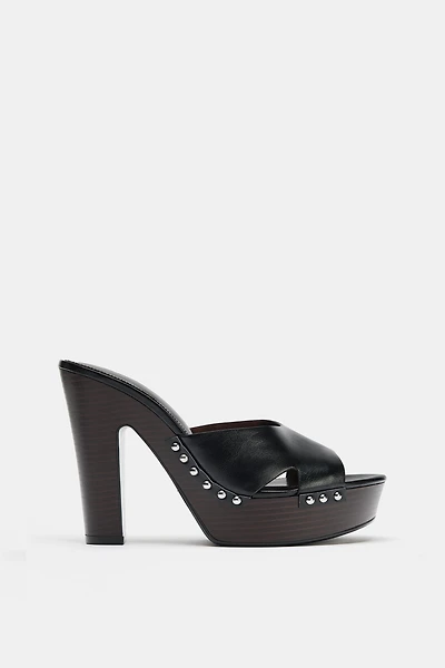 STUDDED HEELED SANDALS