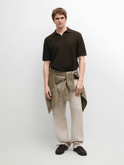 Regular fit cotton knit polo shirt