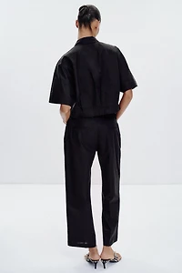 POPLIN PLEATED PANTS