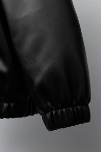 FAUX LEATHER BOMBER JACKET