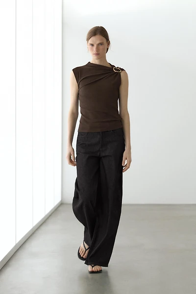 Asymmetric top with rhinestone detail