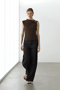 Asymmetric top with rhinestone detail
