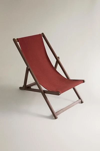 CHAISE LONGUE PLIANTE BOIS ET COTON