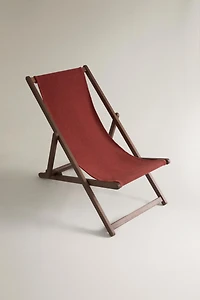 CHAISE LONGUE PLIANTE BOIS ET COTON