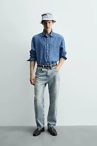 100% INDIGO LINEN REGULAR FIT SHIRT