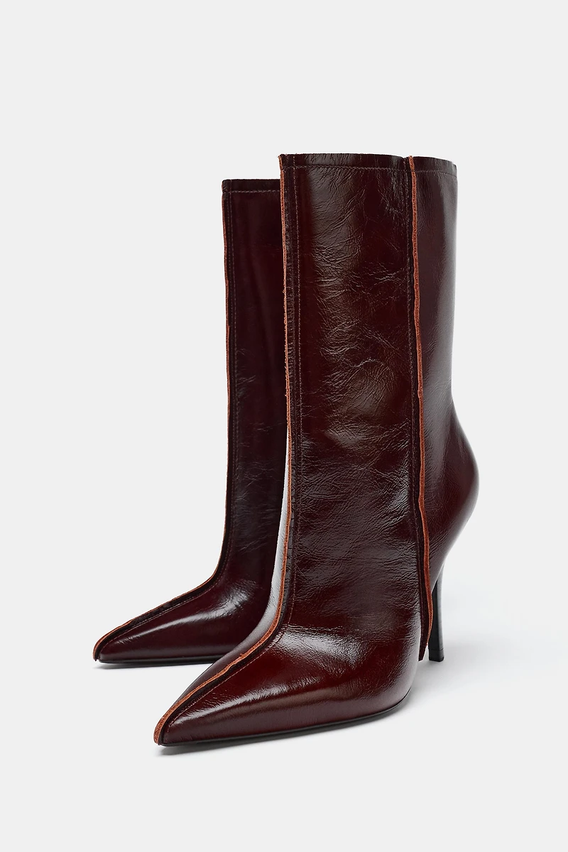 LEATHER POINTED ANKLE BOOTS