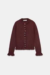 RUFFLED KNIT CARDIGAN