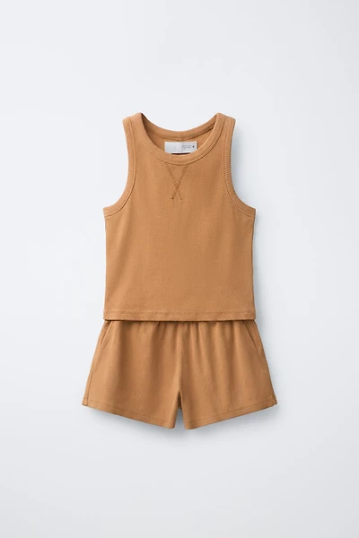 RIBBED WASHED TANK TOP AND BERMUDA SET