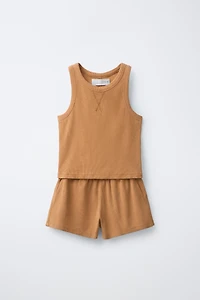 RIBBED WASHED TANK TOP AND BERMUDA SET