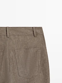 Kick flare cropped linen trousers